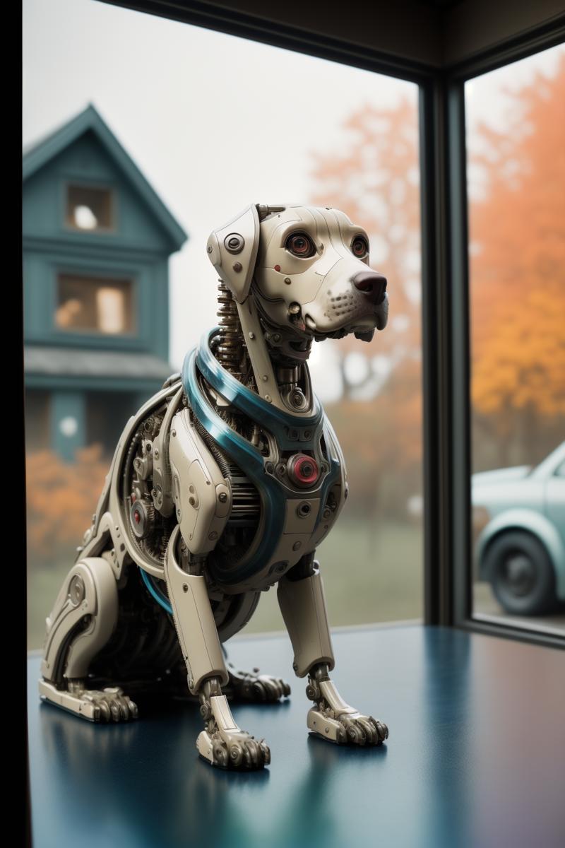 03081-1-mechanical dog,cyberpunk, photograph, Impeccable [Mammoth_ Yellowtail], Cottage in background, Fall, Shameful, Native Art, Refle.png